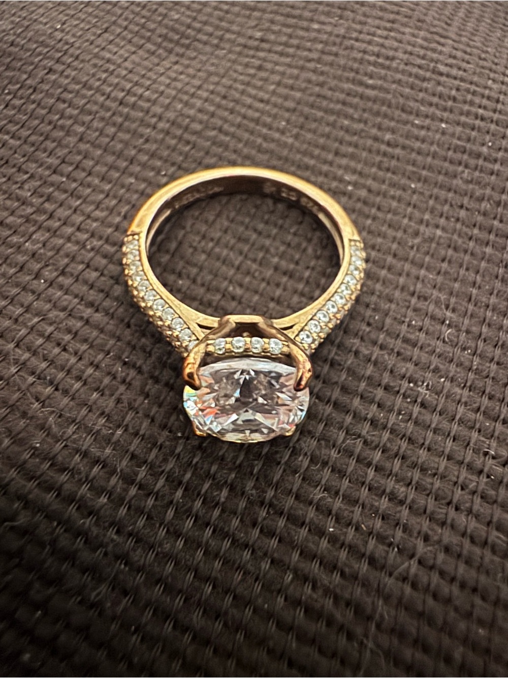 Diamonique 925 Rose Tone Cushion-Cut CZ Ring